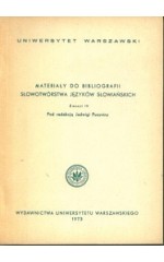 Materiały do bibliografii słowotwórstwa języków słowiańskich